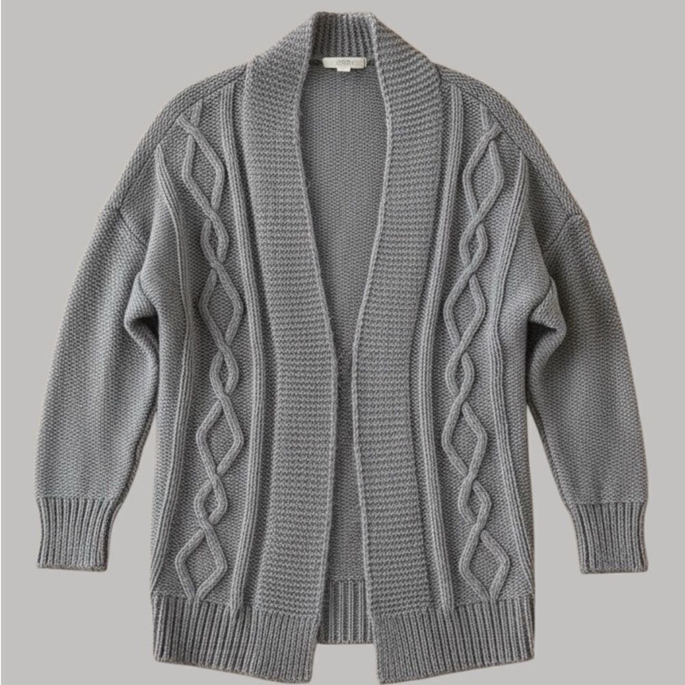 Loft Women’s Gray Grandma  Comfy Open Front Cardigan Sweater Size Medium
